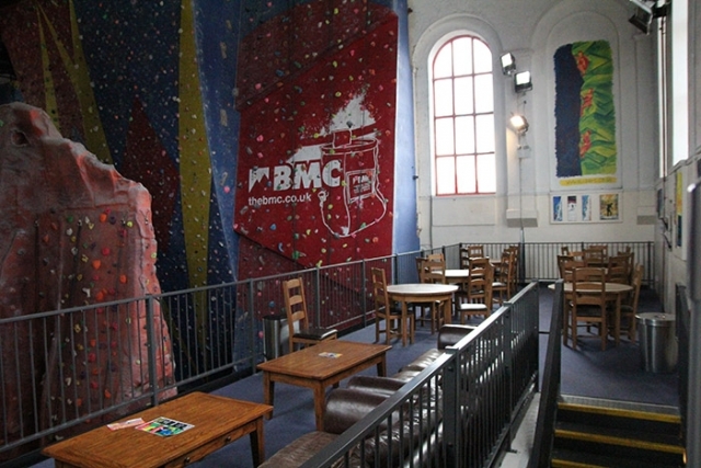 Our cafe, overlooking our climbing walls